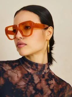Vintage Polygon Cat Eye Rivets Sunglasses