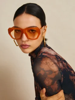 Vintage Polygon Cat Eye Rivets Sunglasses