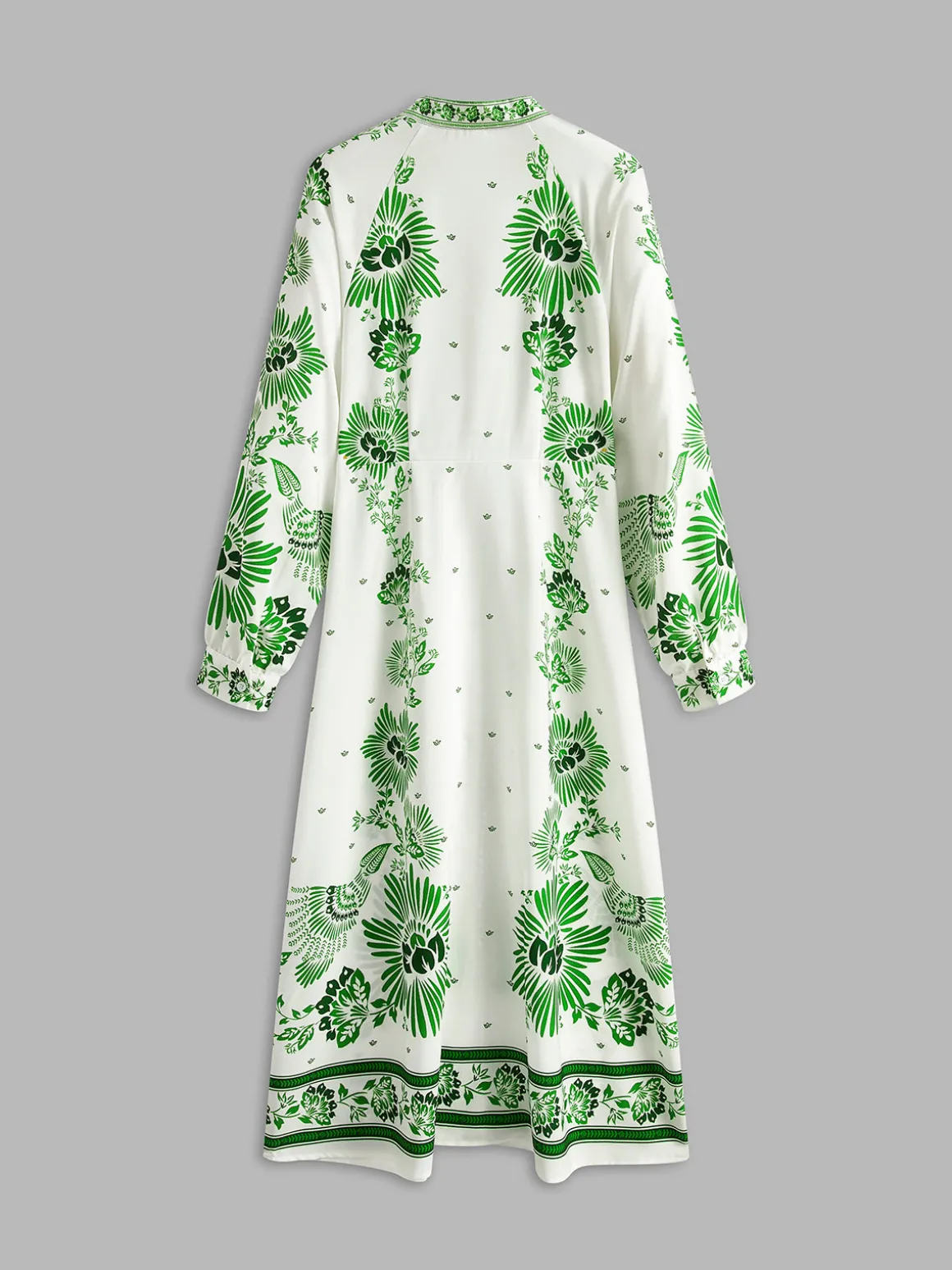 Vintage Printed Button Long Dress