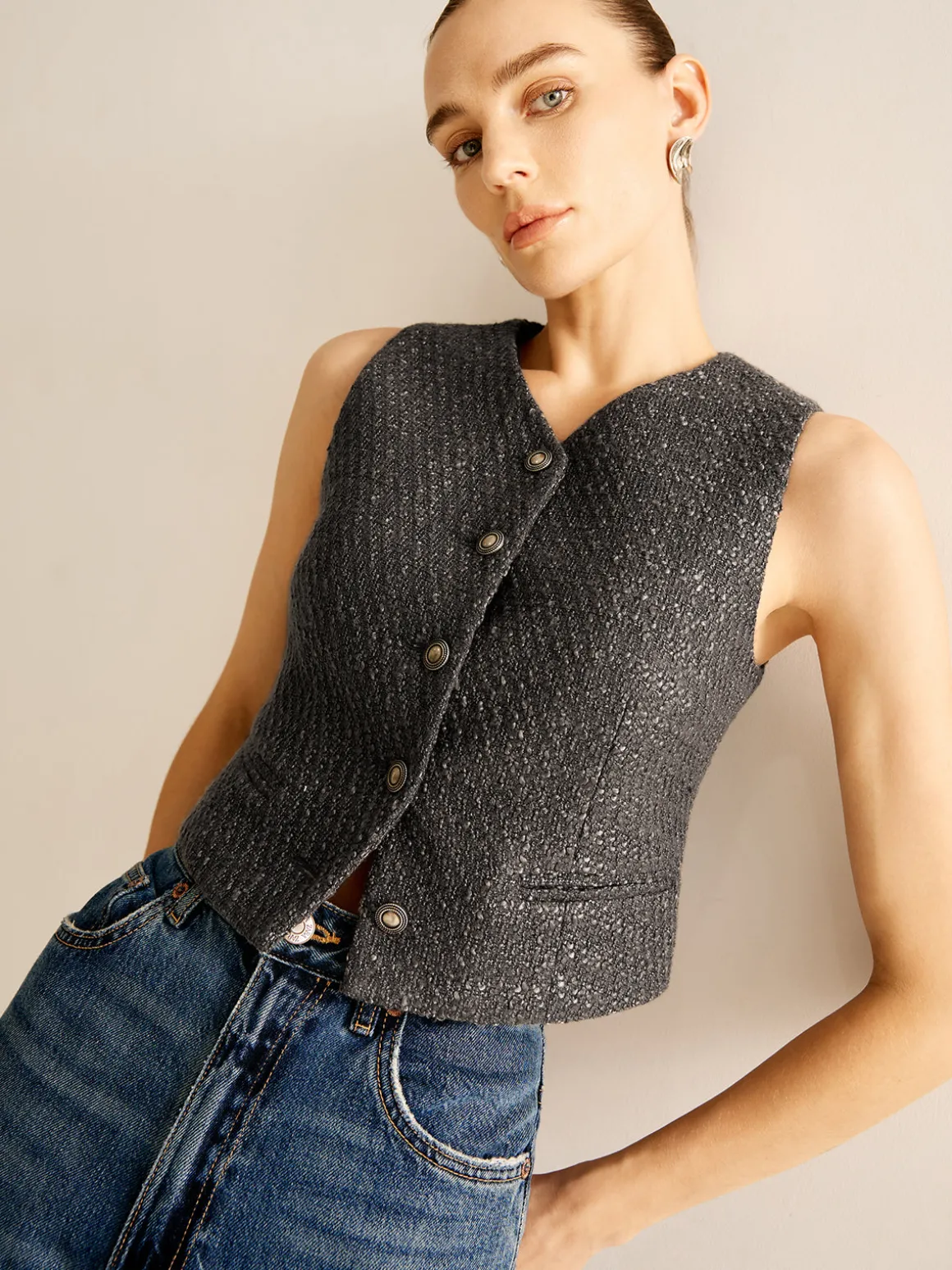 Vintage Tweed Breasted Vest