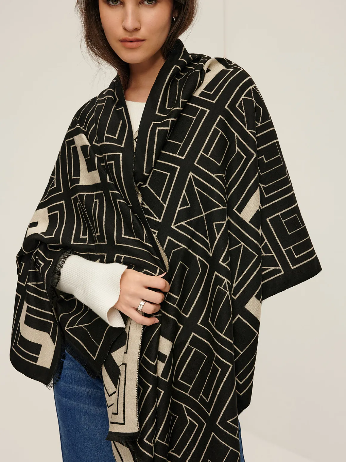 Vintage Two Tone  Letters Scarf