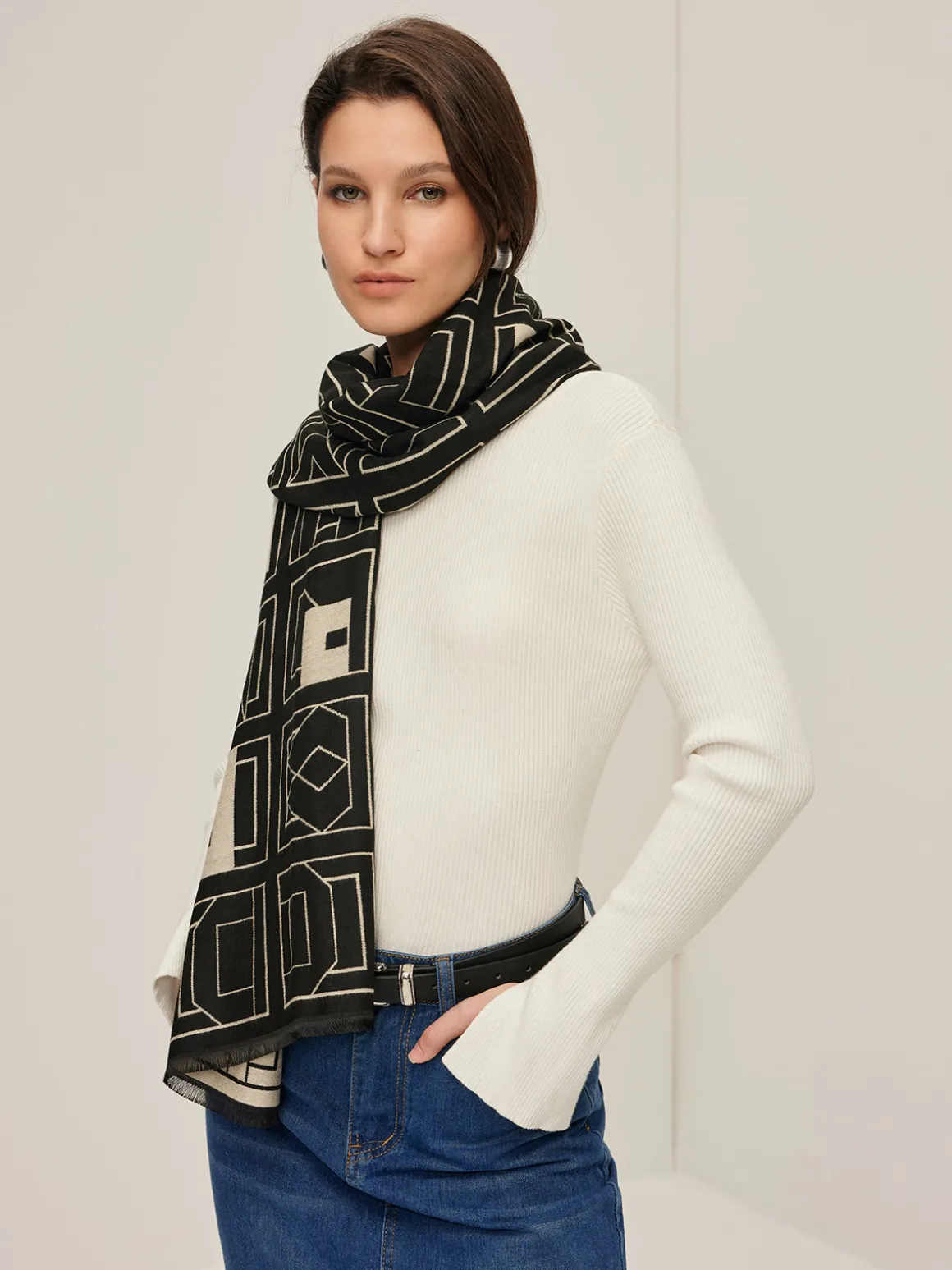 Vintage Two Tone  Letters Scarf