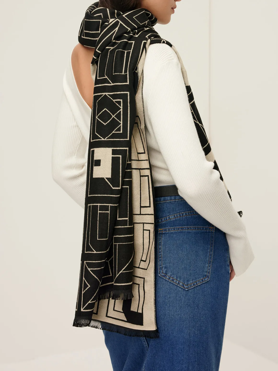 Vintage Two Tone  Letters Scarf