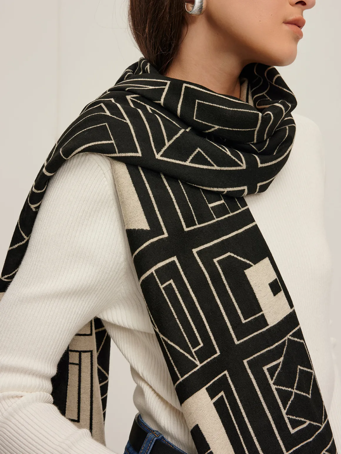 Vintage Two Tone  Letters Scarf