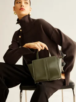 Vintage Two Way Zipper Handbag