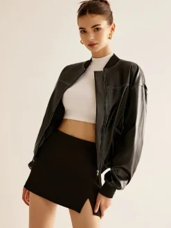 Vintage Zipper PU Leather Short Jacket