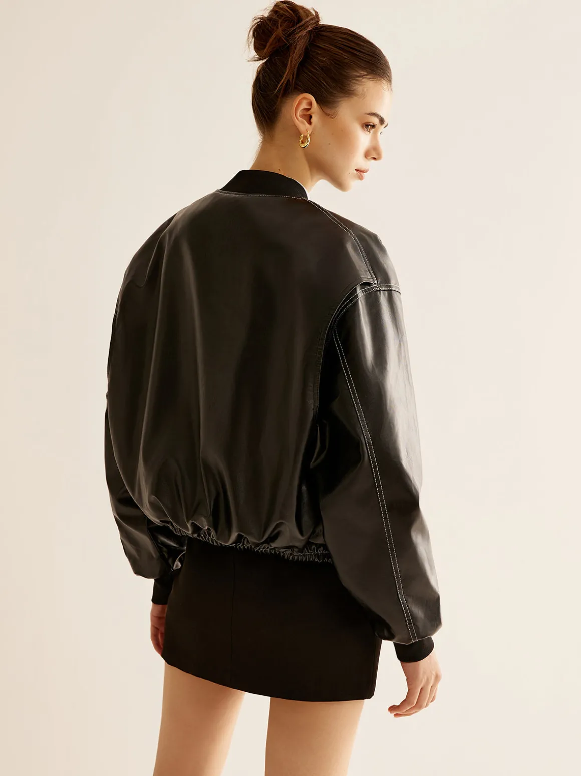 Vintage Zipper PU Leather Short Jacket