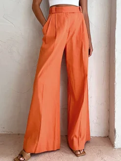Vitamin C Linen Cotton Wide Leg Pants