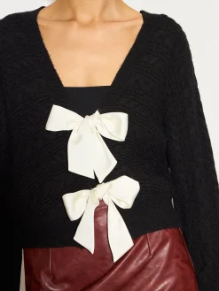 V-Neck Bow Front Twist Cardigan