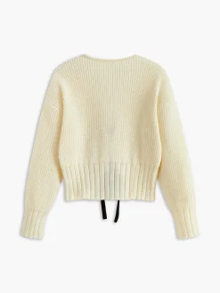V-Neck Bow Ribbed Cardigan