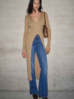 V-Neck Breasted Long Cardigan