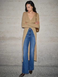 V-Neck Breasted Long Cardigan
