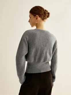 V-Neck Button Cinched Cardigan