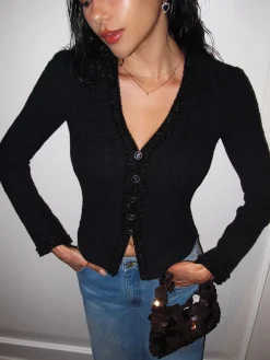 V-Neck Button Petite Blouse