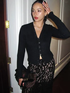 V-Neck Button Petite Blouse