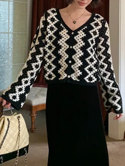 V-Neck Chevron Breasted Cardigan