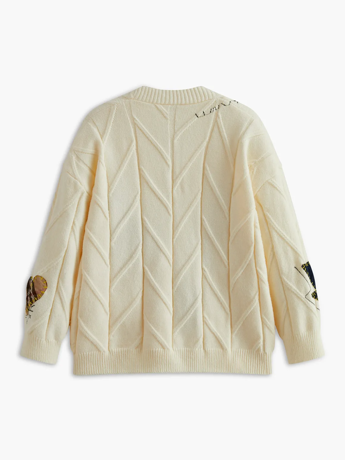 V-Neck Colorful-Button Cable Cardigan
