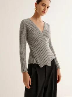 V-Neck Criss Cross Knit Top