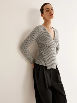 V-Neck Criss Cross Knit Top