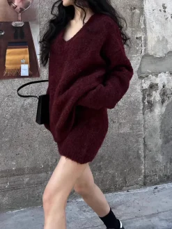 V-Neck Minky Sweater Skirt Set