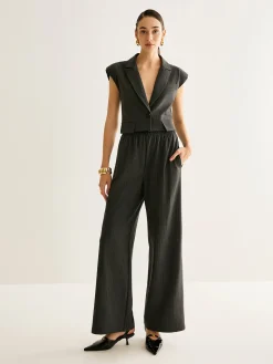 V-Neck Pinstripe Button Vest