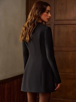 V-Neck Piping Short Dress