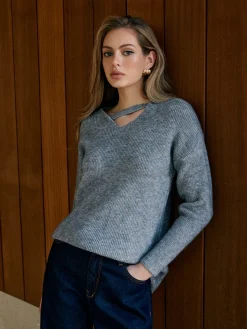 V-Neck Plain Pullover Sweater