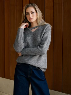 V-Neck Plain Pullover Sweater