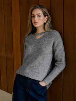 V-Neck Plain Pullover Sweater