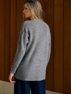 V-Neck Plain Pullover Sweater