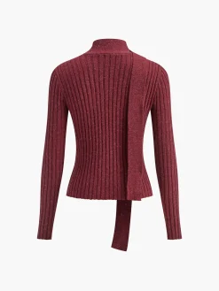 V-Neck Ribbon Sweater