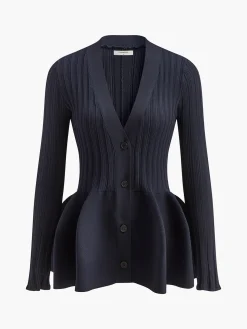 V-Neck Ruffle Button Cardigan