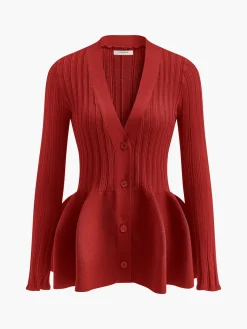 V-Neck Ruffle Button Cardigan