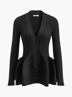 V-Neck Ruffle Button Cardigan