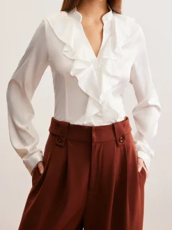 V-Neck Ruffle Thin Shirt