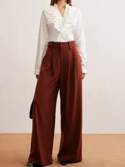 V-Neck Ruffle Thin Shirt