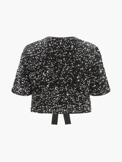 V-Neck Sequins Bow Blouse