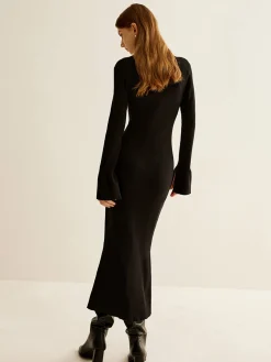 V-Neck Slim Lapel Sweater Dress