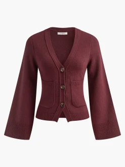 V-Neck Split Button Cardigan