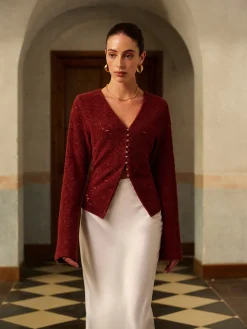 V-Neck Split Lace Blouse