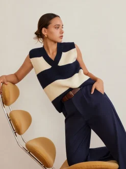 V-Neck Striped Sweater Vest