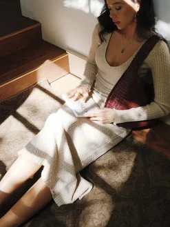 V-Neck Twist Crochet Dress
