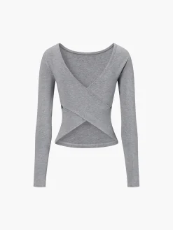 V-Shape Open Back Long Sleeve Shirt