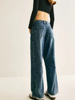 Washed Denim Scimitar Jeans