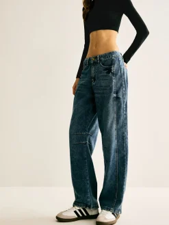 Washed Denim Scimitar Jeans