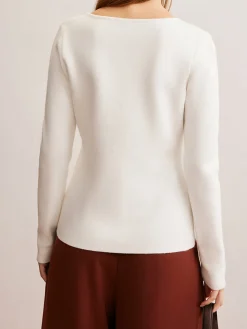 Waterdrop-Button V-Neck Cardigan