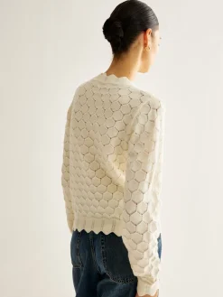 Wave Trim Hollow Out Cardigan