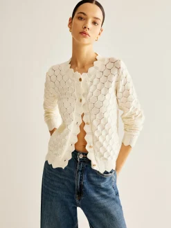 Wave Trim Hollow Out Cardigan