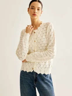 Wave Trim Hollow Out Cardigan