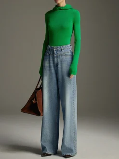 Wide-Leg Denim Jeans
